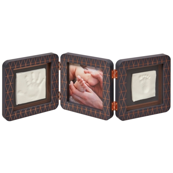 Baby Art My Baby Touch Rounded Double Print Frame-Dark Grey Copp