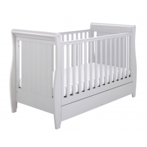 Babymore Stella Sleigh DROPSIDE Convertible Cot Bed-Grey