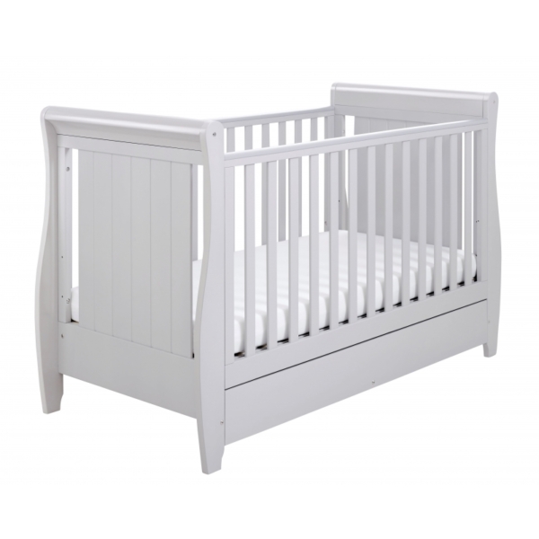 Babymore Stella Sleigh DROPSIDE Convertible Cot Bed-Grey