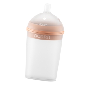 BORRN Ultra-wide Neck Silicone Feeding Bottle 240ml- Orange