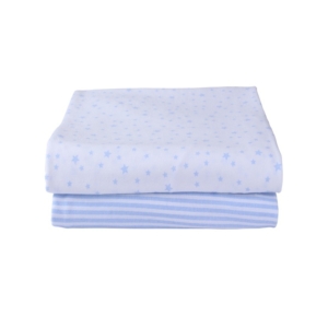 Clair De Lune 2 Pack Cotton Fitted Pram/Crib Sheets-Blue