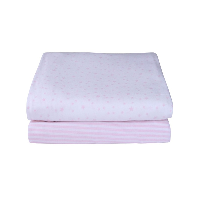 Clair De Lune 2 Pack Cotton Fitted Pram/Crib Sheets-Pink