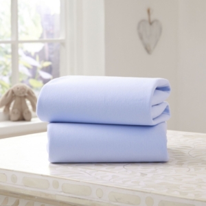 Clair De Lune 2 Pack Cotton Fitted Pram/Crib Sheets- Blue
