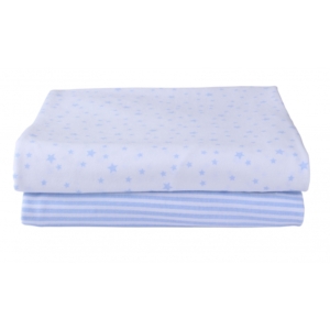 Clair De Lune 2 Pack Fitted Cot Bed Sheets-Blue