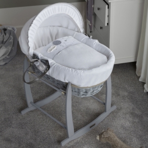 Clair De Lune Over The Moon Wicker Moses Basket-Grey