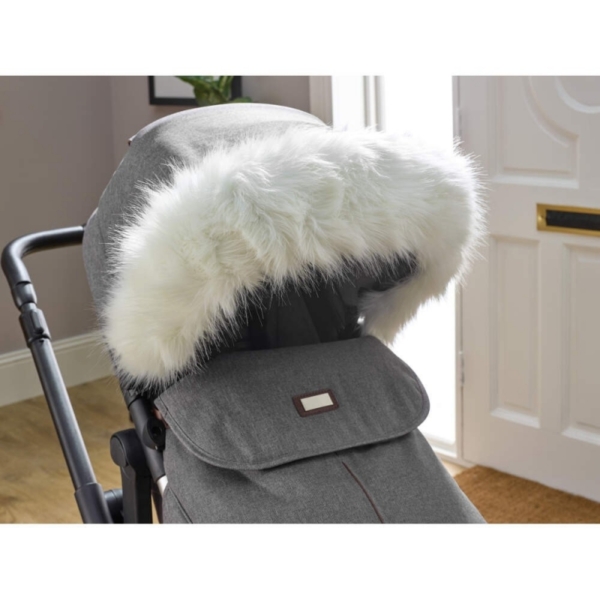 Clair De Lune Universal Pushchair/Stroller Faux Fur Hood- White