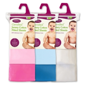 ClevaMama Jersey Cotton Fitted Sheets For Cot (60x120 cm)-Blue
