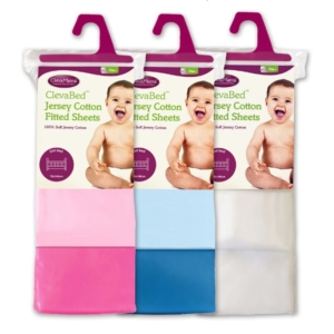 ClevaMama Jersey Cotton Fitted Sheets For Cot Bed (70x140 cm)-Wh