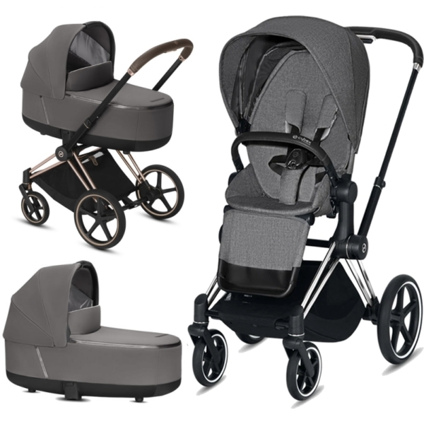 Cybex Priam Chrome Chassis All Terrain 2in1 Pram System-Grey