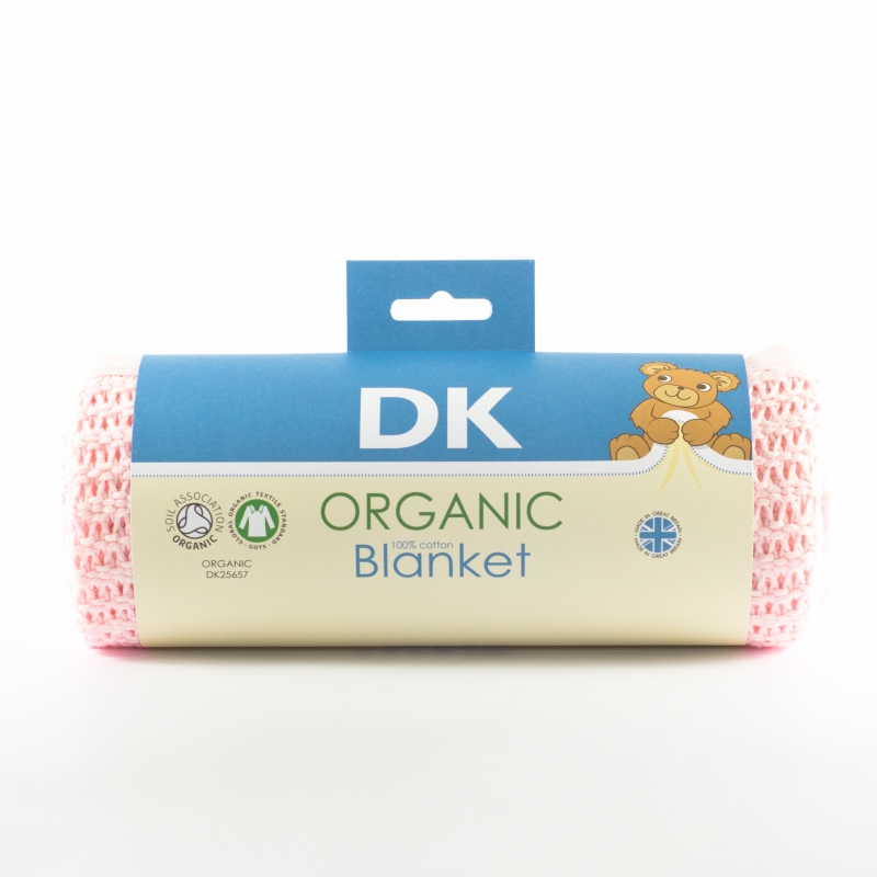 DK Glove Organic Cotton Blanket for Pram/Crib 75x100cm-Pink