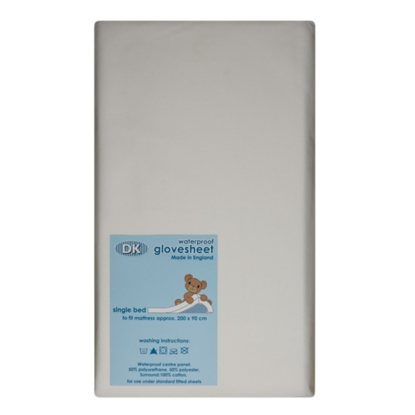 DK Glovesheets Waterproof Fitted Sheet for Large Cot 127x63-Whit