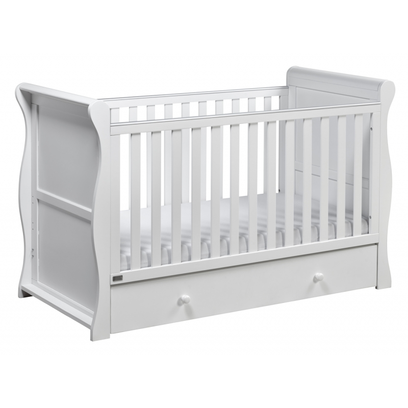 East Coast Nebraska Sleigh Cot Bed With Drawer-White