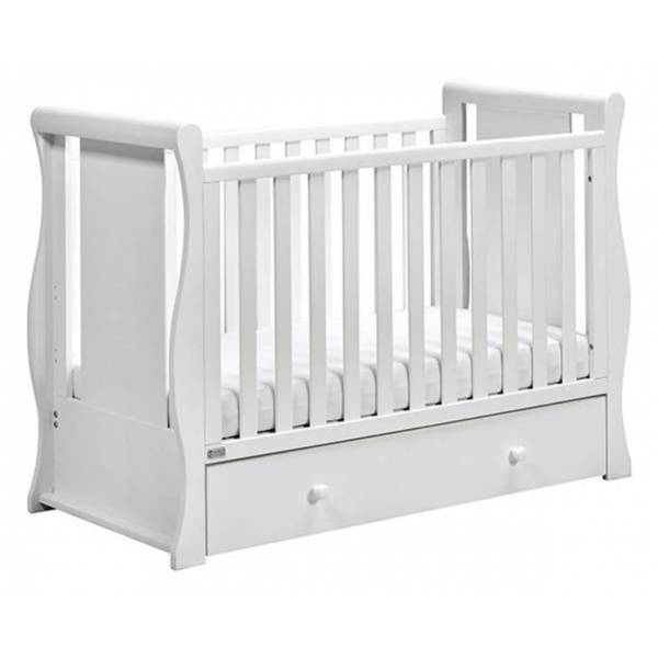 East Coast Nebraska Sleigh With Drawer Cot2bed-White