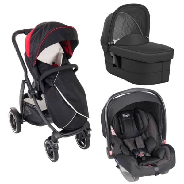 Graco Evo XT 3in1 Travel System-Black/Red