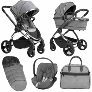 iCandy Peach Chrome 6 Piece Bundle-Light Grey Check