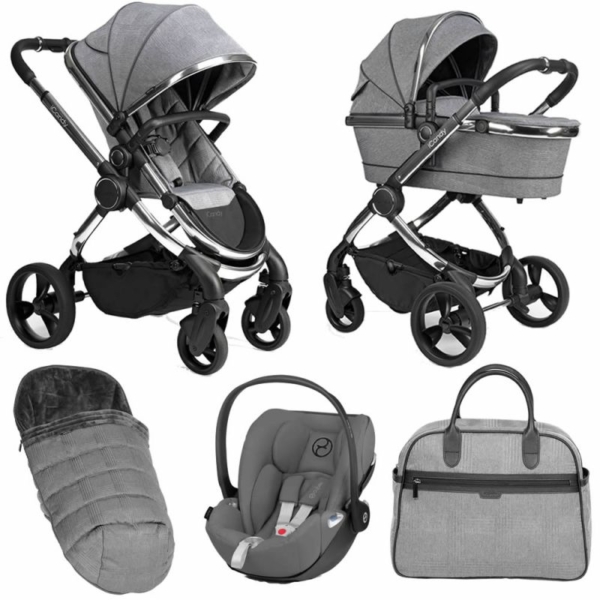 iCandy Peach Chrome 6 Piece Bundle-Light Grey Check