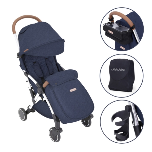 Ickle Bubba Globe Prime Silver Chassis Pushchair-Denim Blue
