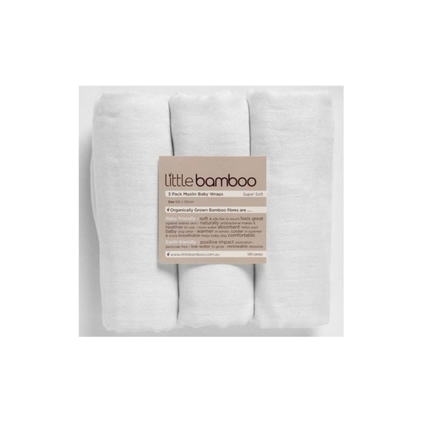 Little Bamboo 3 Pack Muslin Baby Wraps