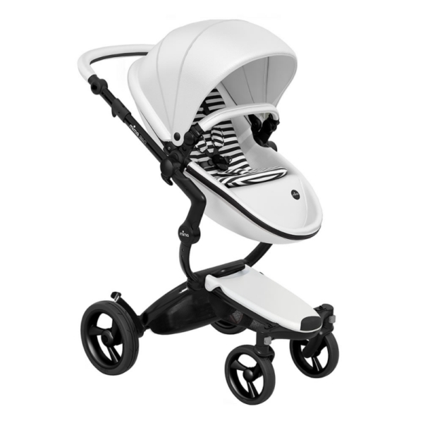 Mima Xari Single Pushchair with Black Chassis-Snow White/Black&W