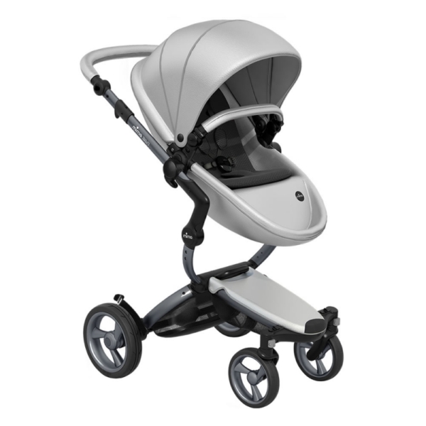 Mima Xari Single Pushchair with Graphite Chassis-Argento/Pure Bl