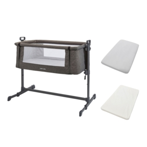 MiniUno Sleeptite Co-Sleeper Crib-Grey + FREE Mattress & Fitted