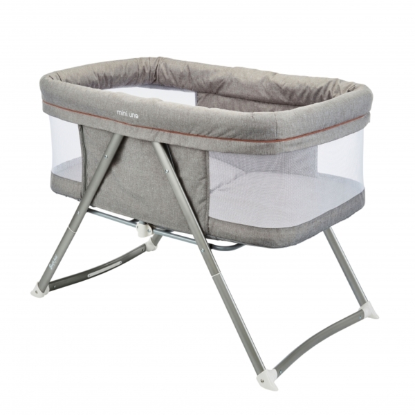 MiniUno SwiftFold Bedside Crib-Grey