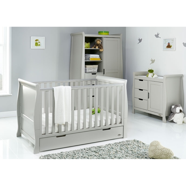 Obaby Stamford Classic Sleigh 3 Piece Furniture Roomset-Warm Gre