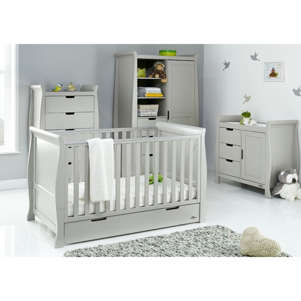 Obaby Stamford Classic Sleigh 4 Piece Furniture Roomset-Warm Gre