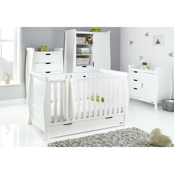 Obaby Stamford Classic Sleigh 4 Piece Furniture Roomset-White