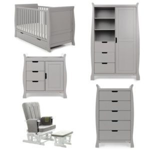 Obaby Stamford Classic Sleigh 5 Piece Furniture Roomset-Warm Gre