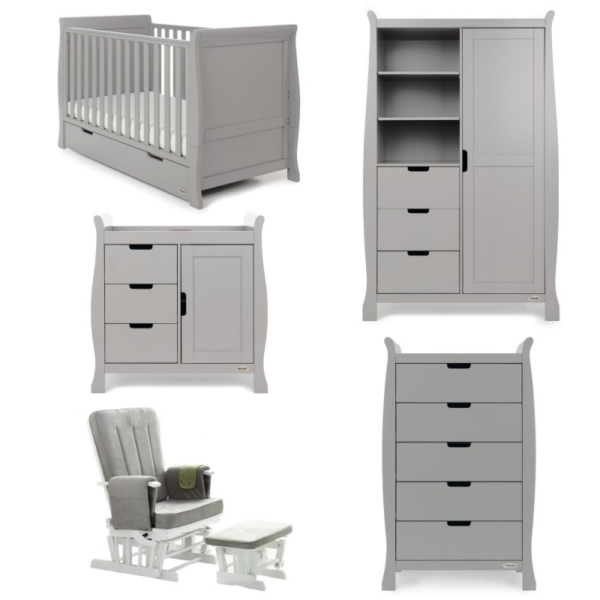 Obaby Stamford Classic Sleigh 5 Piece Furniture Roomset-Warm Gre