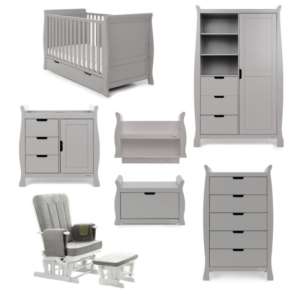 Obaby Stamford Classic Sleigh 7 Piece Furniture Roomset-Warm Gre