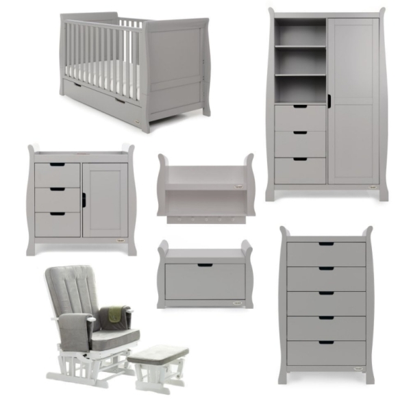 Obaby Stamford Classic Sleigh 7 Piece Furniture Roomset-Warm Gre