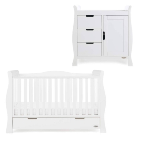 Obaby Stamford Luxe Sleigh 2 Piece Funiture Room Set-White