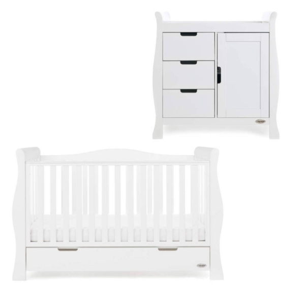 Obaby Stamford Luxe Sleigh 2 Piece Funiture Room Set-White