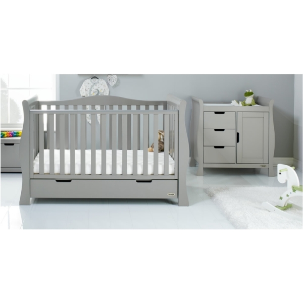 Obaby Stamford Luxe Sleigh 2 Piece Furniture Room Set-Warm Grey