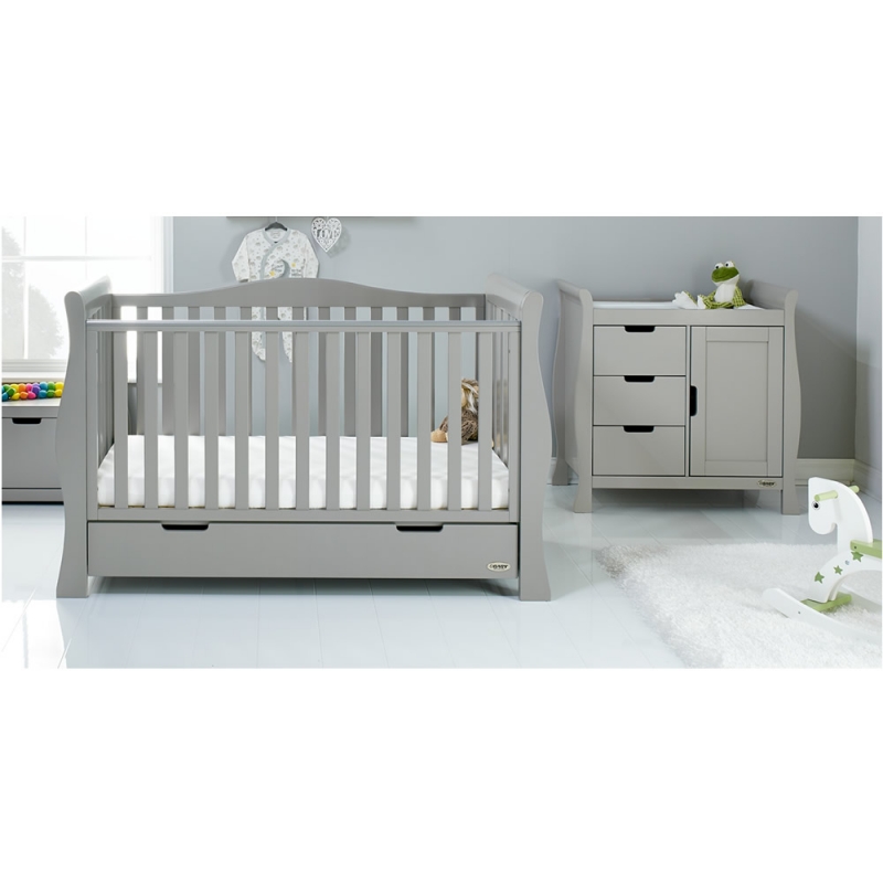 Obaby Stamford Luxe Sleigh 2 Piece Furniture Room Set-Warm Grey