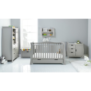 Obaby Stamford Luxe Sleigh 3 Piece Furniture Room Set-Warm Grey