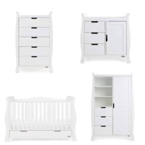 Obaby Stamford Luxe Sleigh 5 Piece Funiture Room Set-White