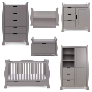 Obaby Stamford Luxe Sleigh 7 Piece Furniture Room Set-Taupe Grey