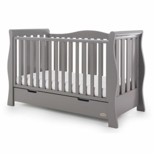 Obaby Stamford Luxe Sleigh Cot Bed Including Underbed Drawer-Tau