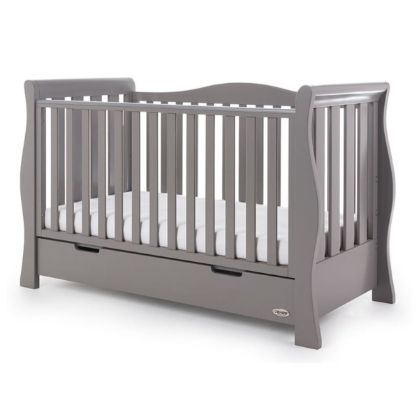 Obaby Stamford Luxe Sleigh Cot Bed Including Underbed Drawer-Tau