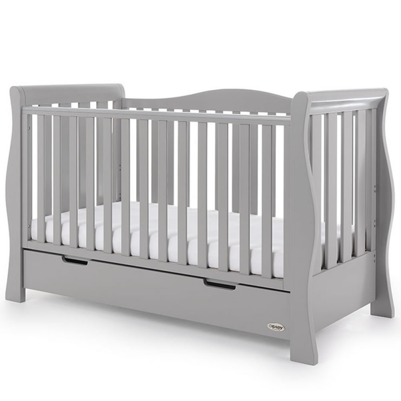 Obaby Stamford Luxe Sleigh Cot Bed Including Underbed Drawer-War
