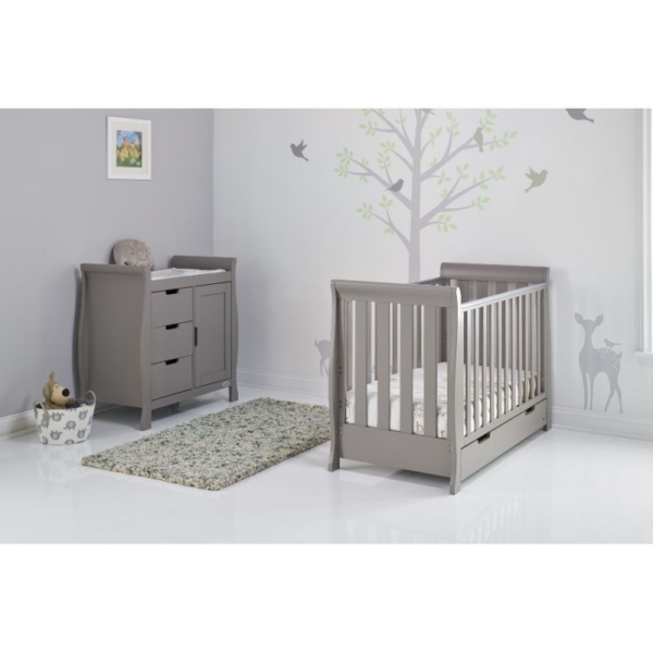 Obaby Stamford Mini Sleigh 2 Piece Furniture Roomset-Taupe Grey