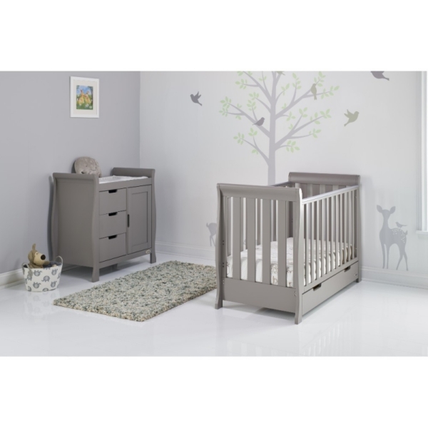 Obaby Stamford Mini Sleigh 2 Piece Furniture Roomset-Taupe Grey
