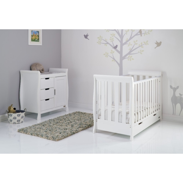 Obaby Stamford Mini Sleigh 2 Piece Furniture Roomset-White
