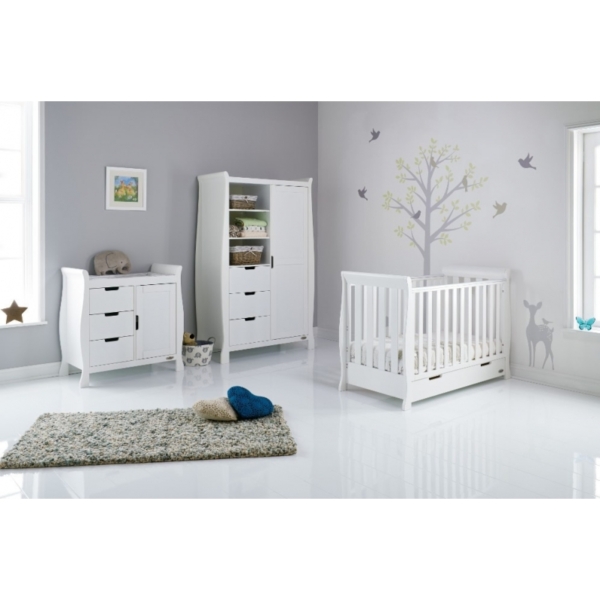 Obaby Stamford Mini Sleigh 3 Piece Furniture Roomset-White