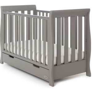 Obaby Stamford Mini Sleigh Cot Bed Including Underbed Drawer-Tau