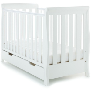 Obaby Stamford Mini Sleigh Cot Bed Including Underbed Drawer-Whi