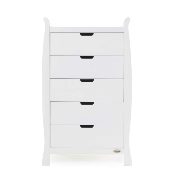 Obaby Stamford Sleigh Tall Chest Of Drawers-White